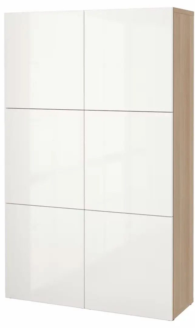 Dulap Ikea Besta/Selsviken cu usi 120x42x193 (Aspect Stejar Antichiza/Lucios/Alb)
