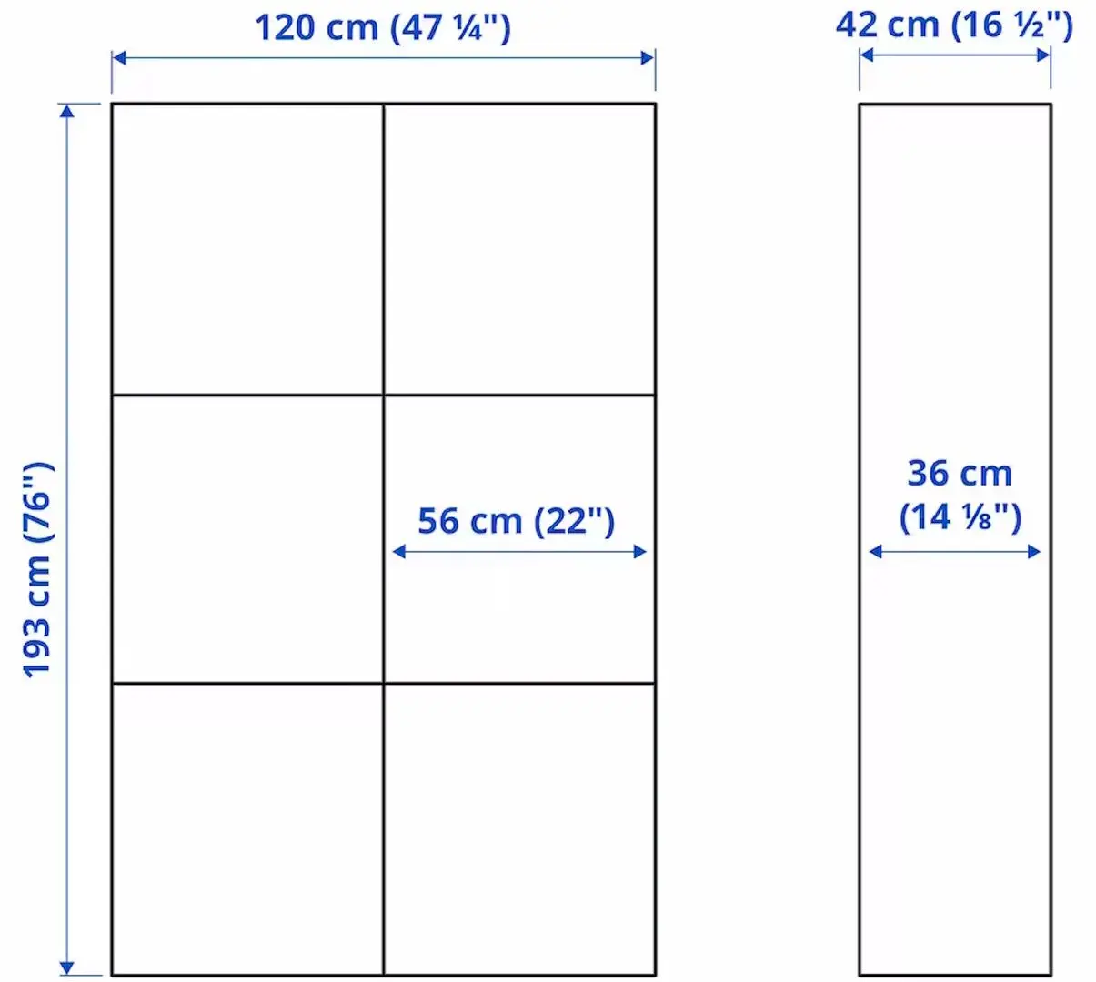 Dulap Ikea Besta/Selsviken cu usi 120x42x193 (Aspect Stejar Antichiza/Lucios/Alb)