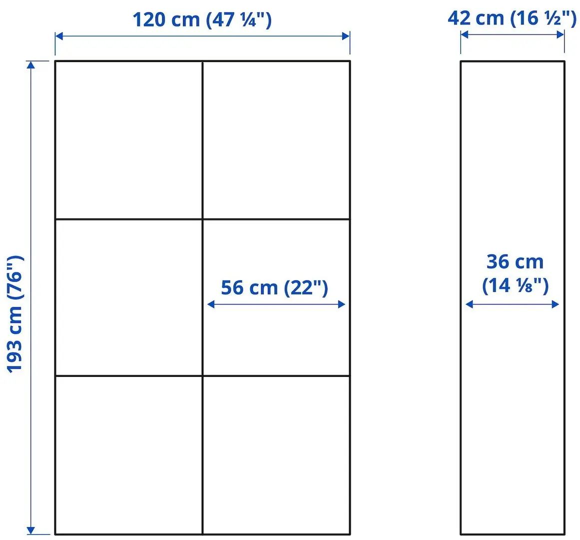 Шкаф Ikea Besta Vasterviken плавно-закрывающиеся петли 120x42x193 (Темно-серый)