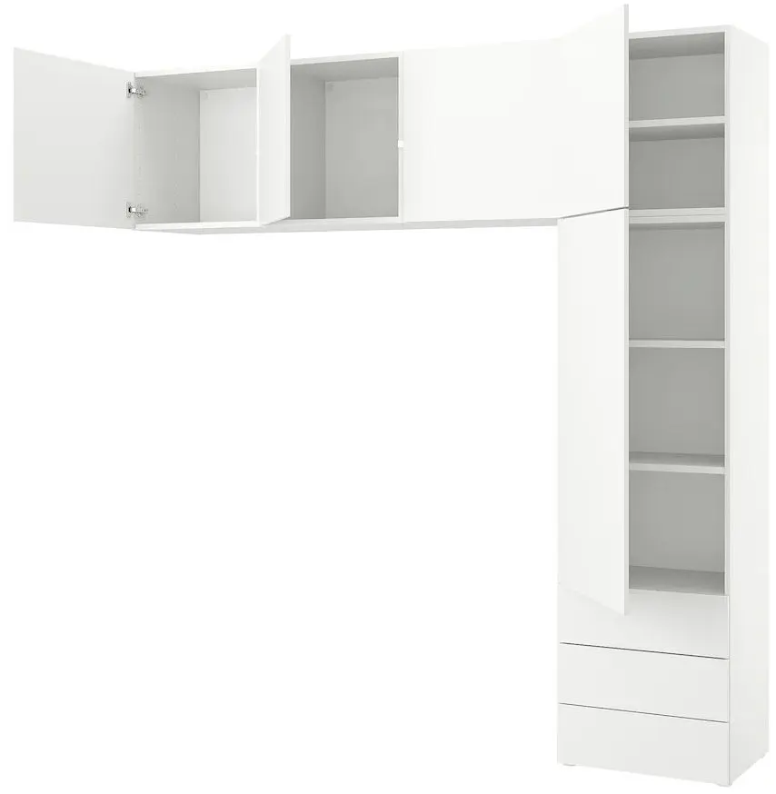 Шкаф Ikea Platsa 5 дверей/3 ящика 240x42x241 (Белый /Фоннес белый)
