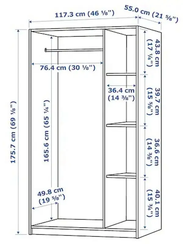 Шкаф Ikea Rakkestad 3 двери 117x55х176 (Черно-Коричневый)