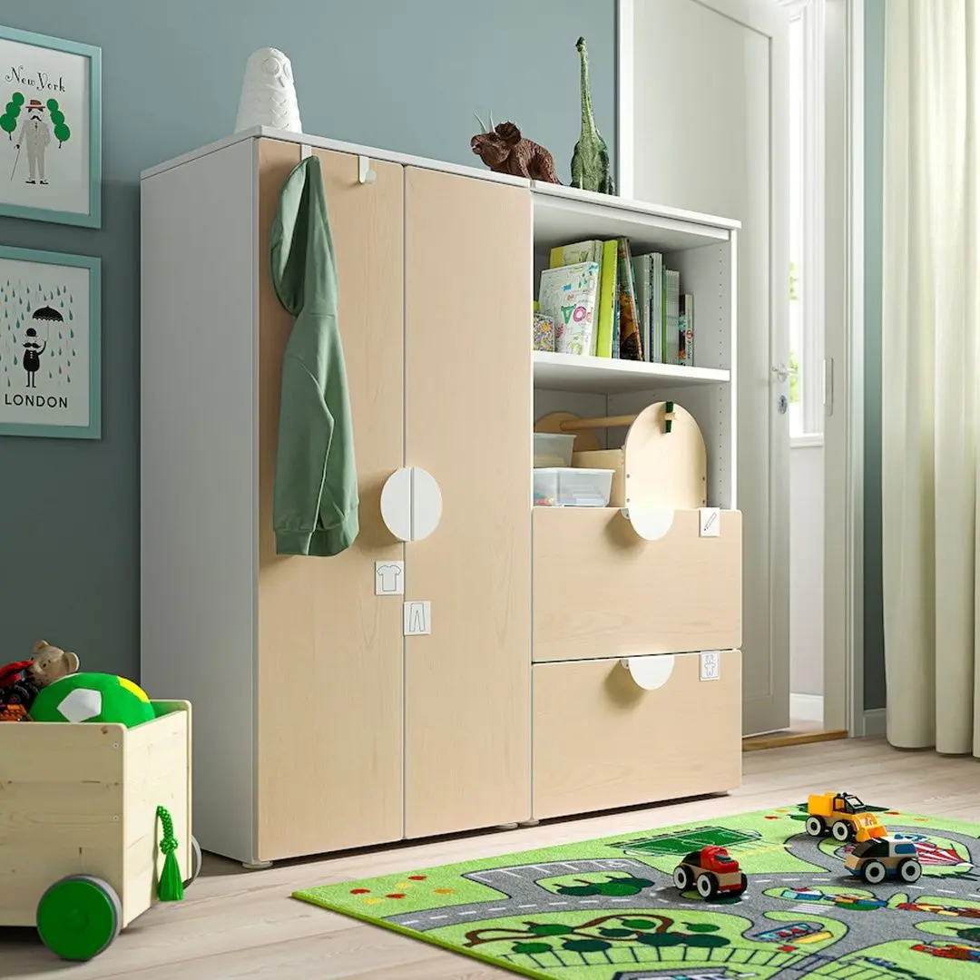 Шкаф Ikea Smastad/Platsa 120x42x123 (Белый/Береза)