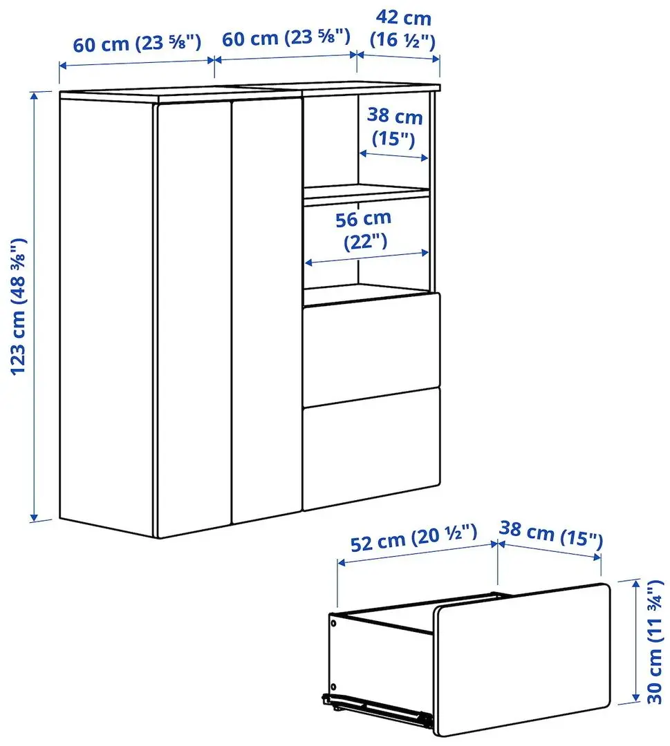 Dulap Ikea Smastad/Platsa 120x42x123 (Alb/Albastru)