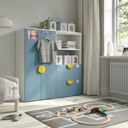 Шкаф Ikea Smastad/Platsa 120x42x123 (Белый/Голубой)
