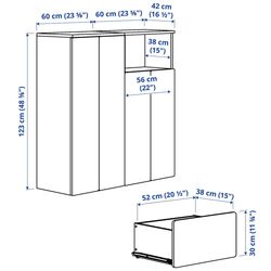 Dulap Ikea Smastad/Platsa 120x42x123 (Alb-negru/Alb/Dungi) Thumb
