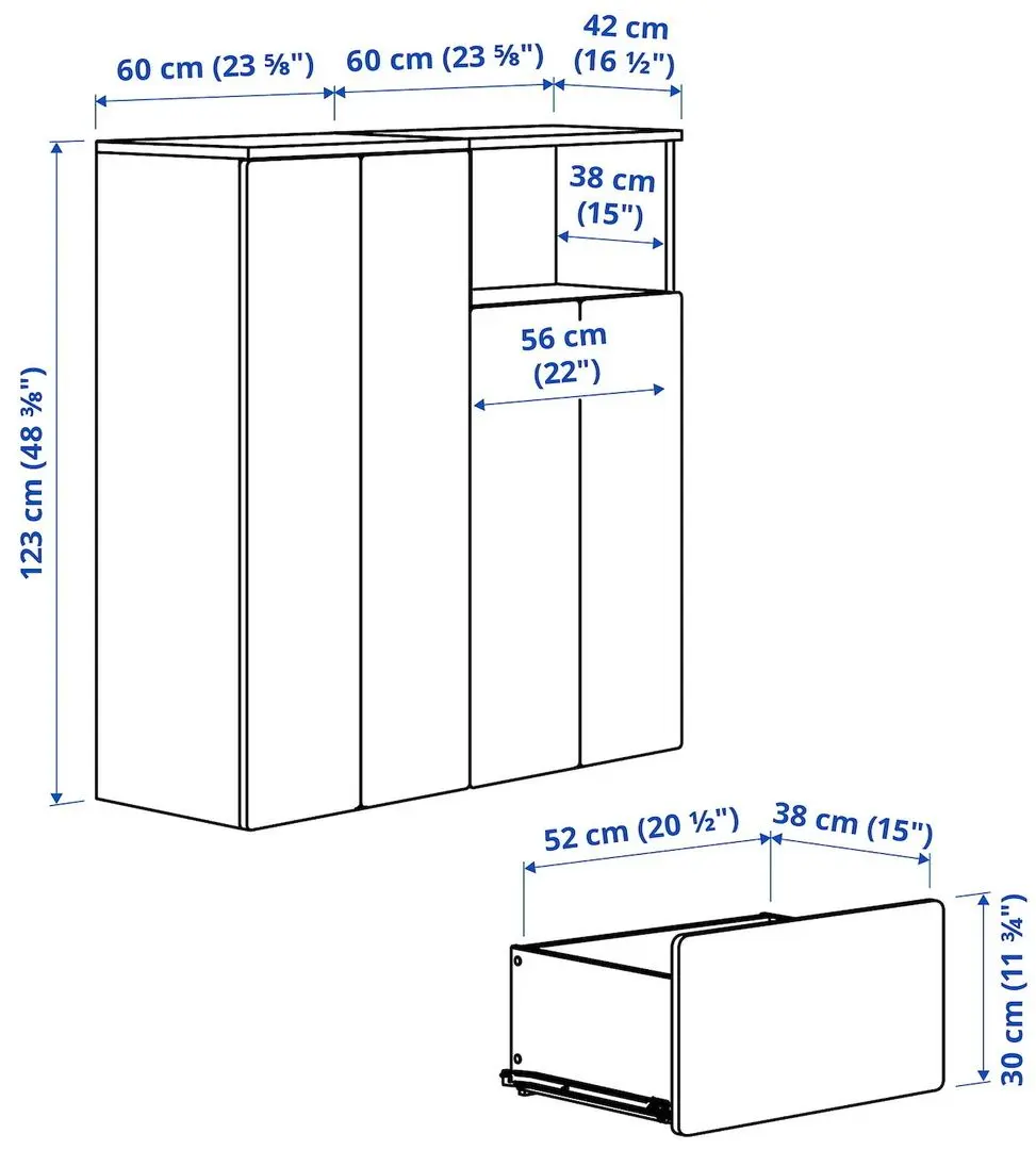 Dulap Ikea Smastad/Platsa 120x42x123 (Alb-negru/Alb/Dungi)