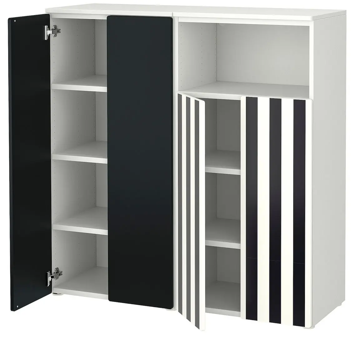 Dulap Ikea Smastad/Platsa 120x42x123 (Alb-negru/Alb/Dungi)