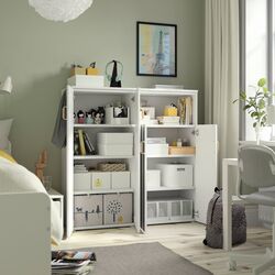 Dulap Ikea Smastad/Platsa 120x42x123 (Alb-negru/Alb/Dungi) Thumb