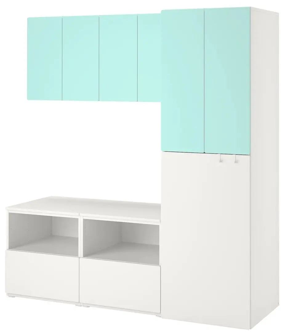 Dulap Ikea Smastad/Platsa 180x55x196 (Alb/Turcoaz Deschis)
