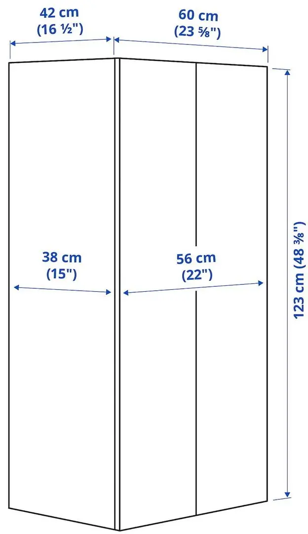Dulap Ikea Smastad/Platsa 2 usi 60x42x123 (Alb/Albastru)