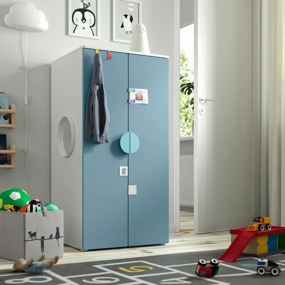 Dulap Ikea Smastad/Platsa 2 usi 60x57x123 (Alb/Albastru)