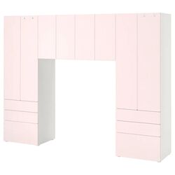 Шкаф Ikea Smastad/Platsa 240x42x181 (Белый/Бледно-розовый)