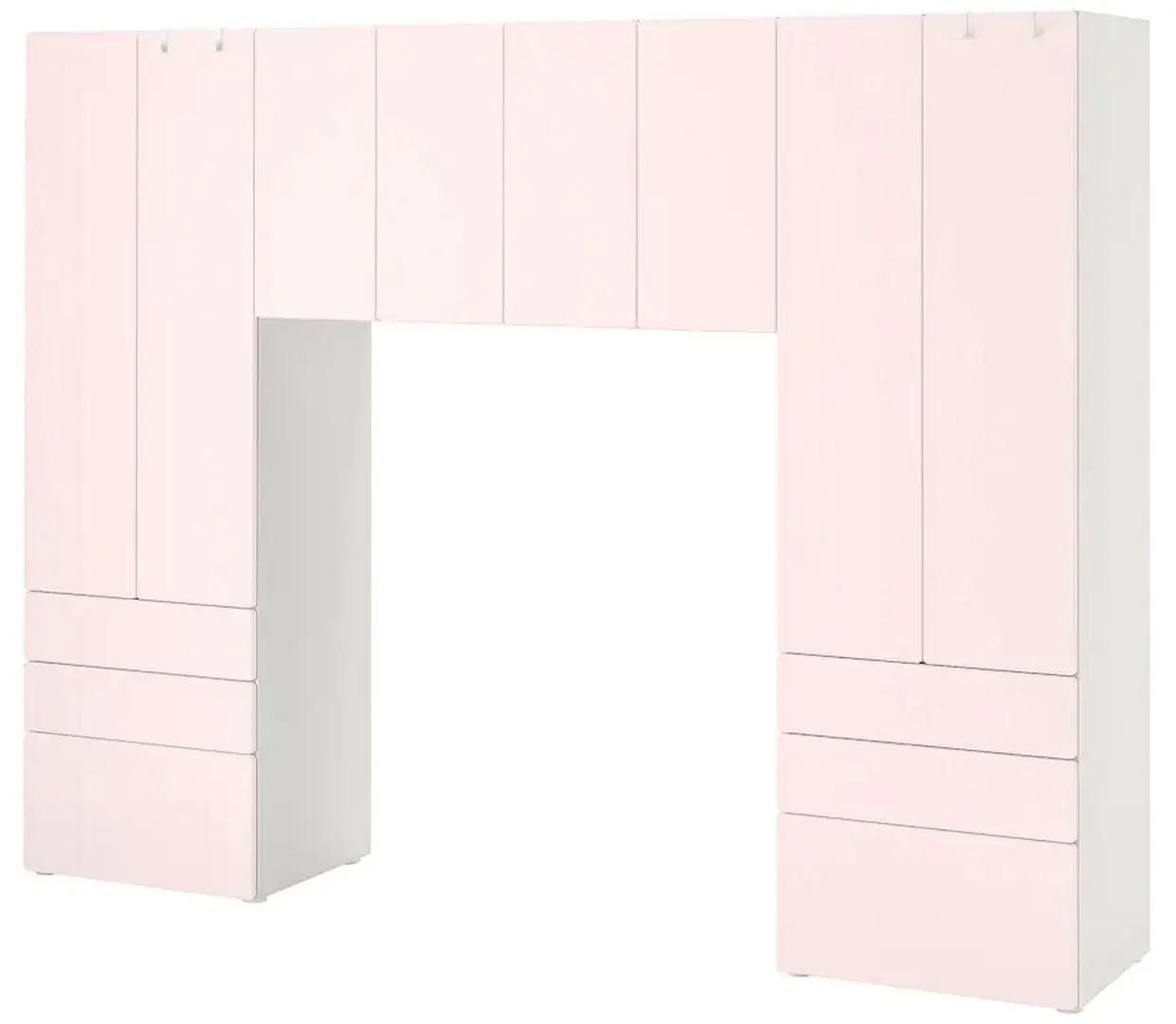 Шкаф Ikea Smastad/Platsa 240x42x181 (Белый/Бледно-розовый)