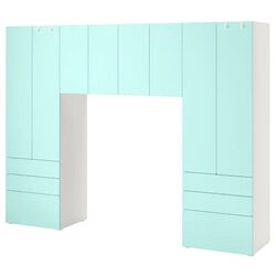 Шкаф Ikea Smastad/Platsa 240x42x181 (Белый/Светло-бирюзовый)