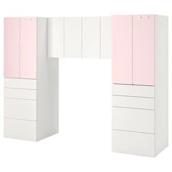 Шкаф Ikea Smastad/Platsa 240x55x180 (Белый/Бледно-розовый)