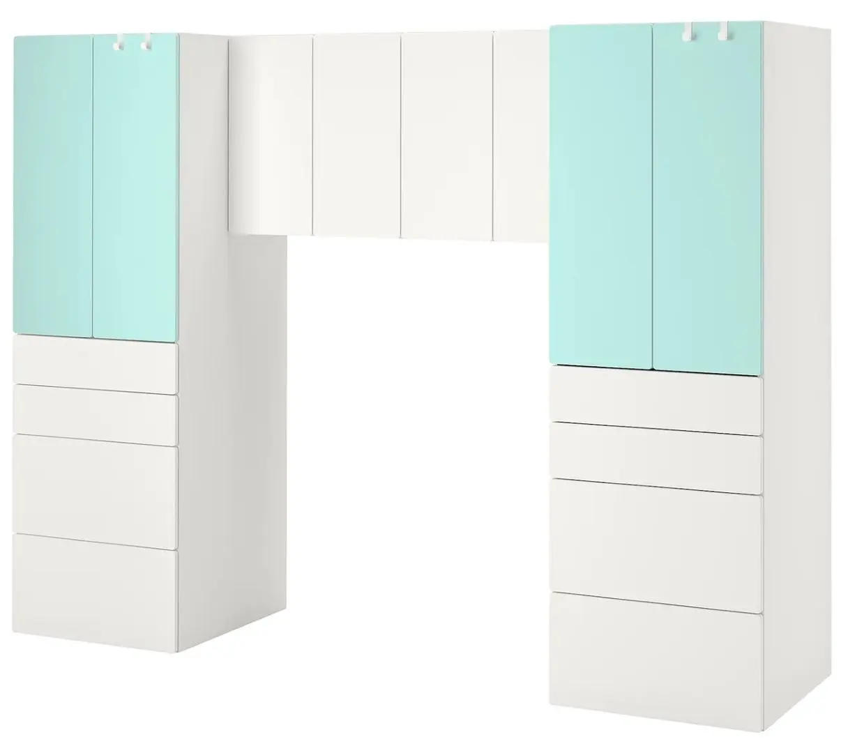 Шкаф Ikea Smastad/Platsa 240x57x181 (Белый/Светло-бирюзовый)