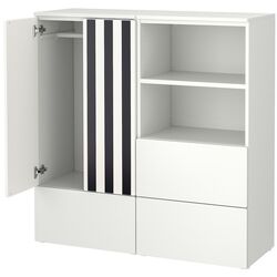 Шкаф Ikea Smastad/Platsa 3 ящика 120x42x123 (Черно-белый/Белый/В Полоску) Thumb