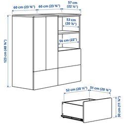Шкаф Ikea Smastad/Platsa 3 ящика 120x57x123 (Белый/Красный/В Полоску) Thumb