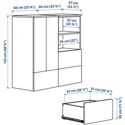 Dulap Ikea Smastad/Platsa 3 sertare 120x57x123 (Alb-negru/Alb/Dunga) Thumb