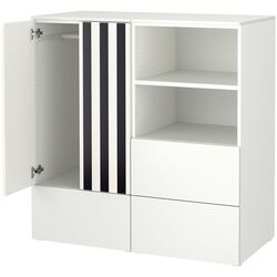 Dulap Ikea Smastad/Platsa 3 sertare 120x57x123 (Alb-negru/Alb/Dunga) Thumb