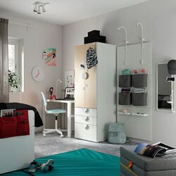 Шкаф Ikea Smastad/Platsa 3 ящика 60x57x181 (Белый/Береза) Thumb