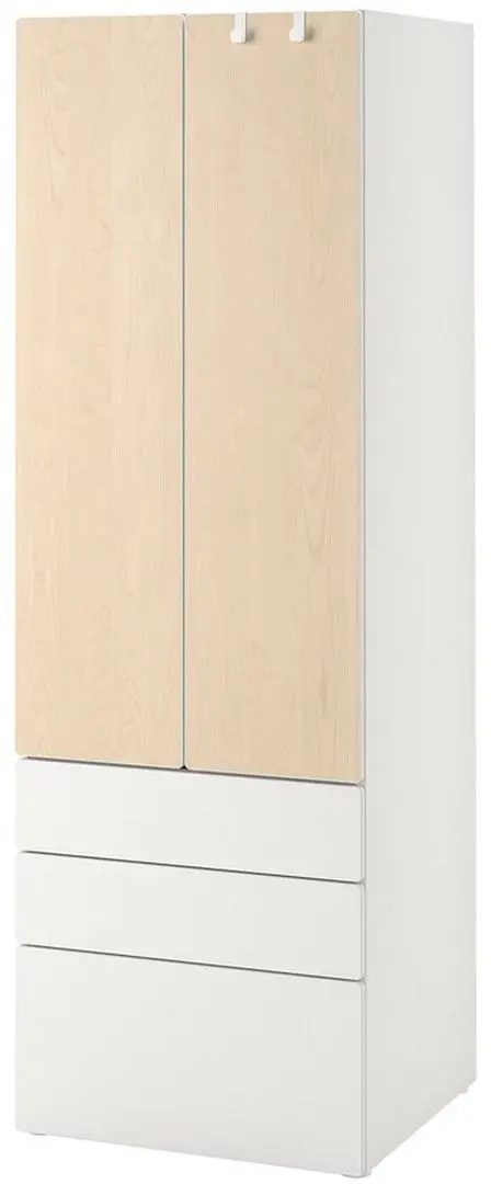 Шкаф Ikea Smastad/Platsa 3 ящика 60x57x181 (Белый/Береза)