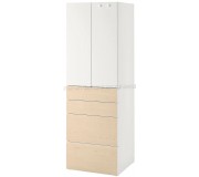 Dulap Ikea Smastad/Platsa 4 sertare 60x57x181 (Alb/Mesteacăn)