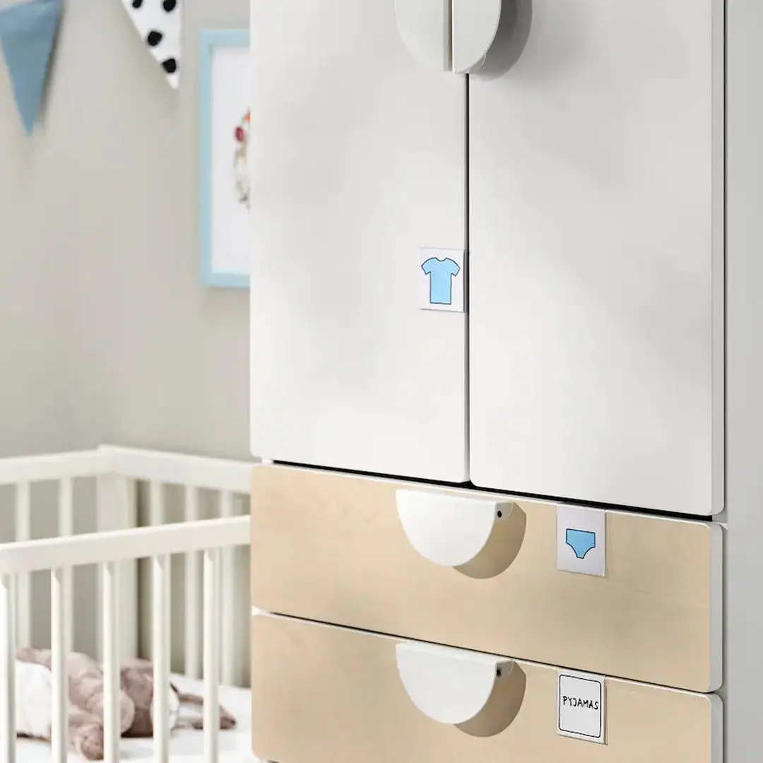 Шкаф Ikea Smastad/Platsa 4 ящика 60x57x181 (Белый/Береза) - 8