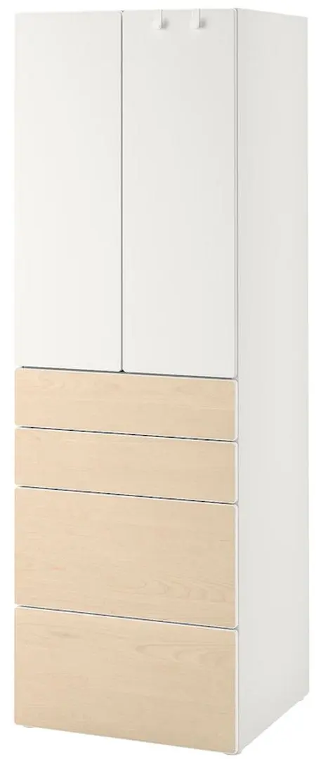 Шкаф Ikea Smastad/Platsa 4 ящика 60x57x181 (Белый/Береза)