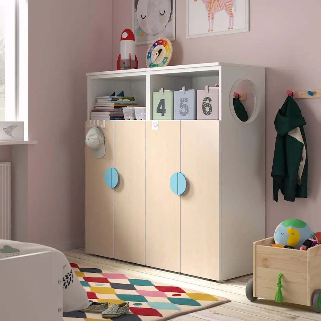 Шкаф Ikea Smastad/Platsa 6 полки 120x42x123 (Белый/Береза)