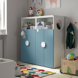 Шкаф Ikea Smastad/Platsa 6 полок 120x42x123 (Белый/Голубой)