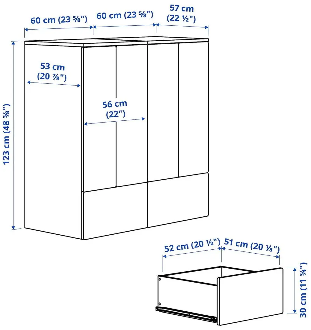 Шкаф Ikea Smastad/Platsa 6 полок 120x42x123 (Белый/Красный/Береза)