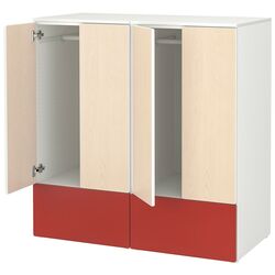 Шкаф Ikea Smastad/Platsa 6 полок 120x42x123 (Белый/Красный/Береза) Thumb