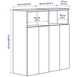 Шкаф Ikea Smastad/Platsa 6 полок 120x42x123 (Черно-белый/Белый/В Полоску) Thumb