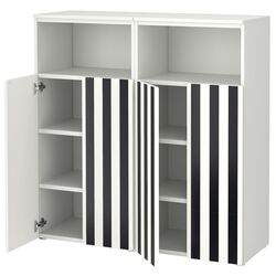 Шкаф Ikea Smastad/Platsa 6 полок 120x42x123 (Черно-белый/Белый/В Полоску) Thumb