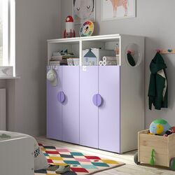 Шкаф Ikea Smastad/Platsa 6 полок 120x42x123 (Белый/Светло-сиреневый)