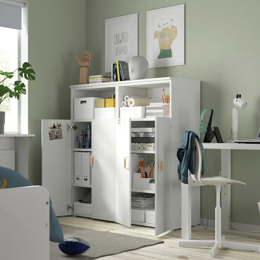 Шкаф Ikea Smastad/Platsa 6 полок 120x42x123 (Белый/Светло-сиреневый)