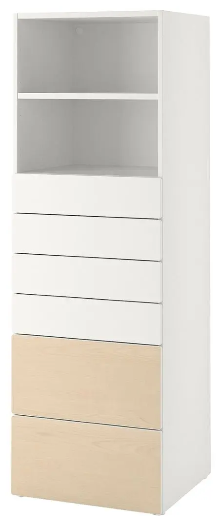 Шкаф Ikea Smastad/Platsa 6 ящиков 60x57x181 (Белый/Береза)