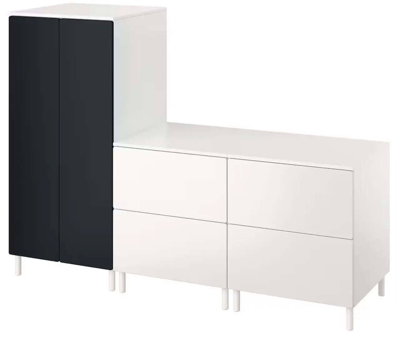 Шкаф Ikea Smastad/Platsa поверхность доски для записей/с 2 комодами 180x57x133 (Белый)