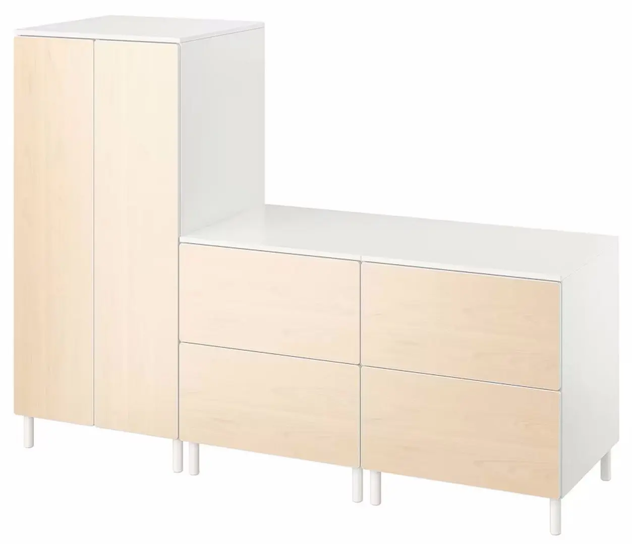 Dulap Ikea Smastad/Platsa cu 2 comode 180x57x133 (Alb/Mesteacan)