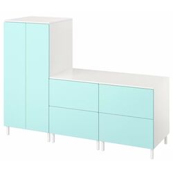 Шкаф Ikea Smastad/Platsa с 2 комодами 180x57x133 (Белый/Бирюзовый)
