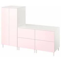 Шкаф Ikea Smastad/Platsa с 2 комодами 180x57x133 (Белый/Бледно-розовый)