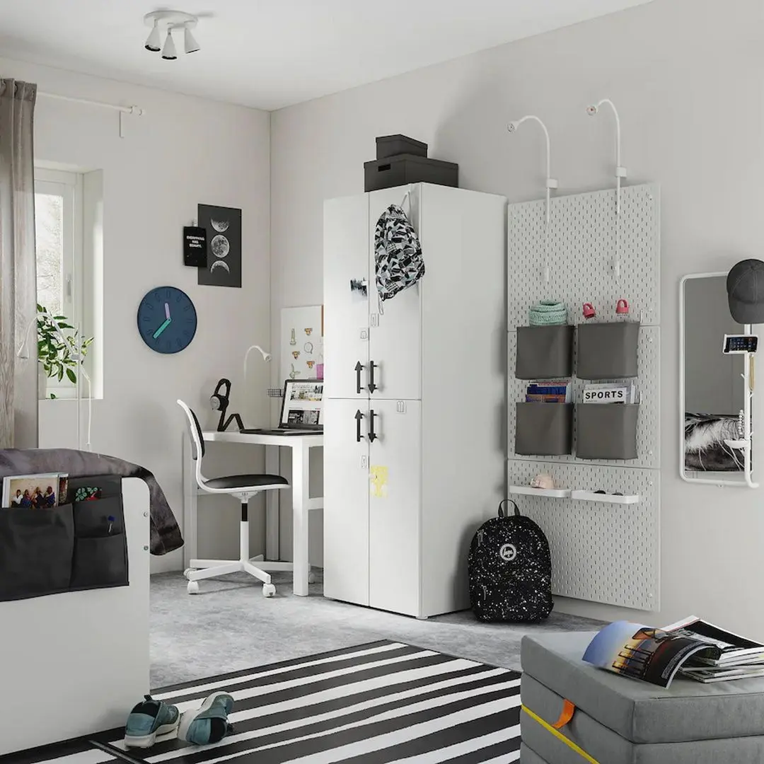 Dulap Ikea Smastad/Platsa cu 2 bare umeraşe 60x57x181 (Alb)