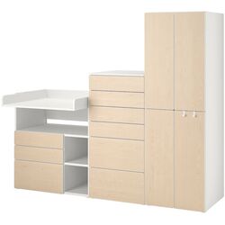 Шкаф Ikea Smastad/Platsa с пеленальным столиком 210x79x180 (Белый/Береза)
