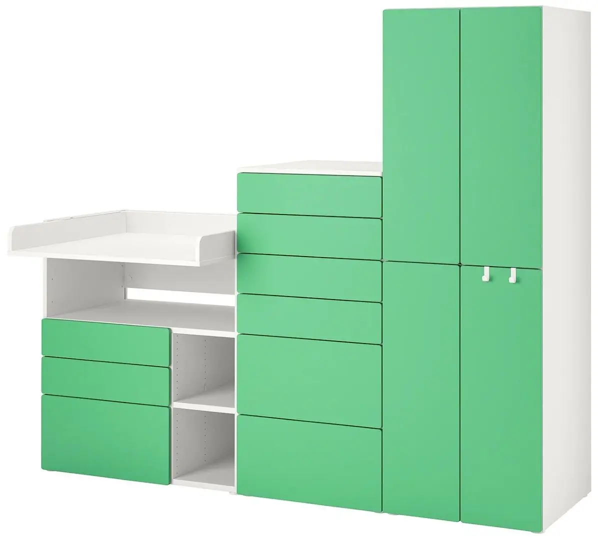 Шкаф Ikea Smastad/Platsa с пеленальным столиком 210x79x180 (Белый/Зеленый)