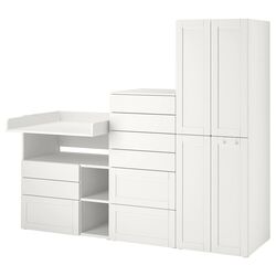 Шкаф Ikea Smastad/Platsa с пеленальным столиком/рамка 210x79x180 (Белый)