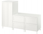 Dulap Ikea Smastad/Platsa cu cadru/2 comode 180x57x133 (Alb)