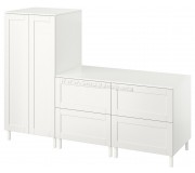 Dulap Ikea Smastad/Platsa cu cadru/2 comode 180x57x133 (Alb)