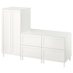Шкаф Ikea Smastad/Platsa с рамкой/2 комодами 180x57x133 (Белый)