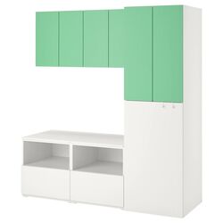 Шкаф Ikea Smastad/Platsa с выдвижным модулем 180x55x196 (Белый/Зеленый)